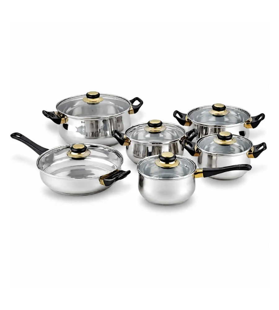 Batería de Cocina de Acero Inoxidable 12 Piezas