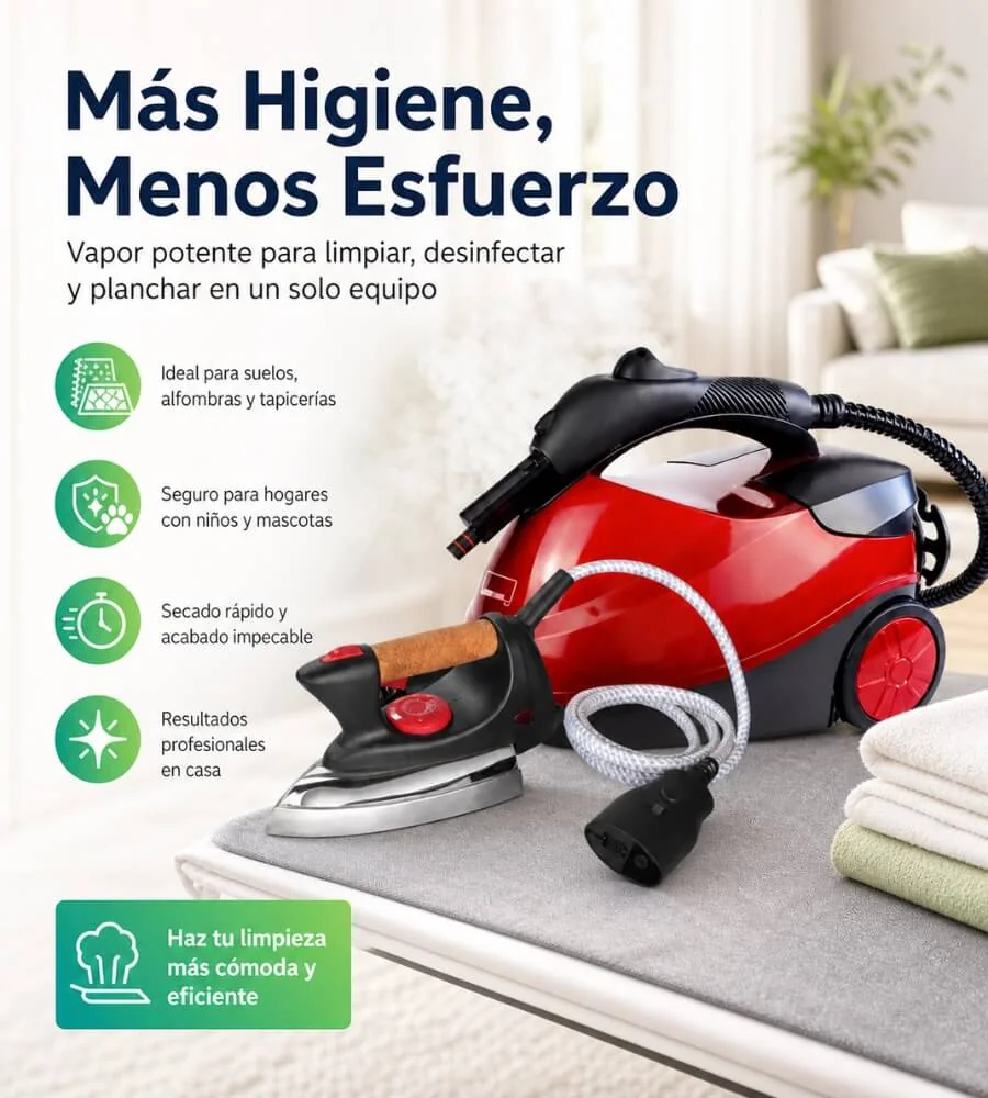 Vaporeta Centro Planchado — Plancha integrada vapor continuo ropa cortinas