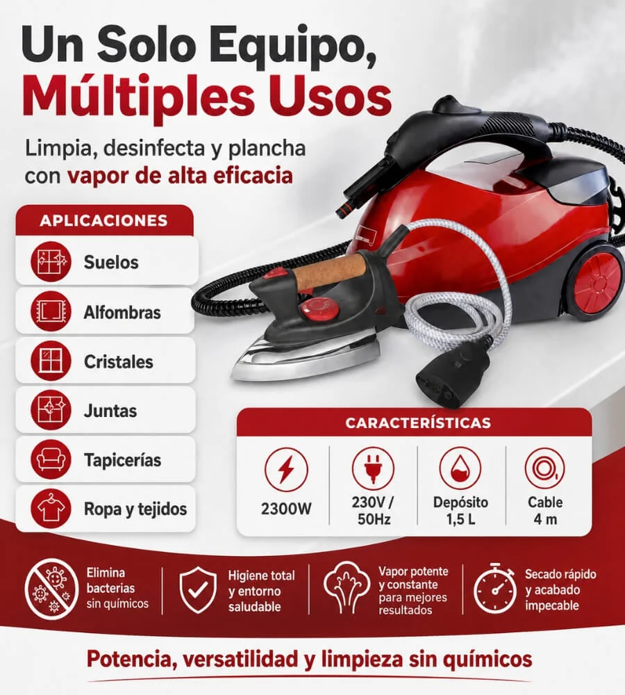 Vaporeta Centro Planchado — Accesorios completos pistola cepillos boquillas paños