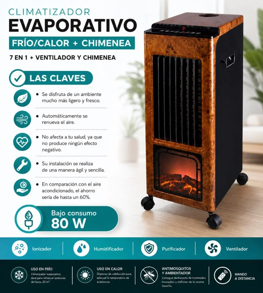 Climatizador 7 en 1 — Frío evaporativo antimosquitos difusor aromas