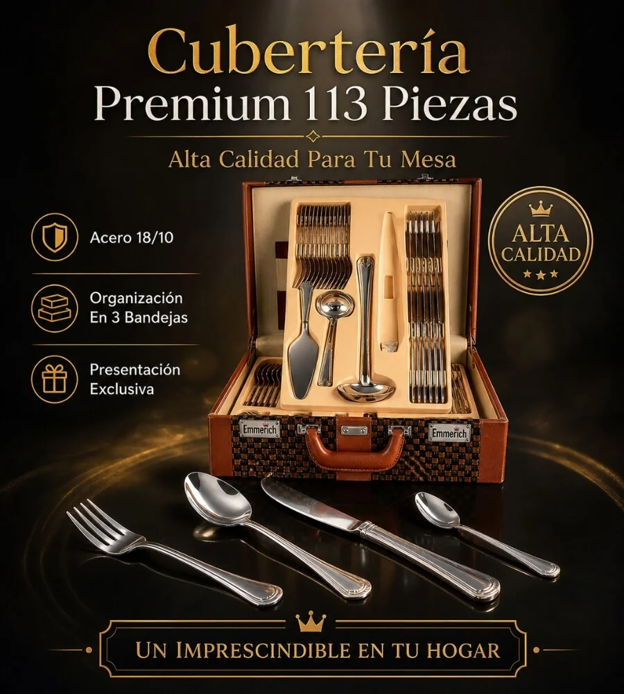 Cubertería Vértice — Maletín estuche de presentación 3 bandejas