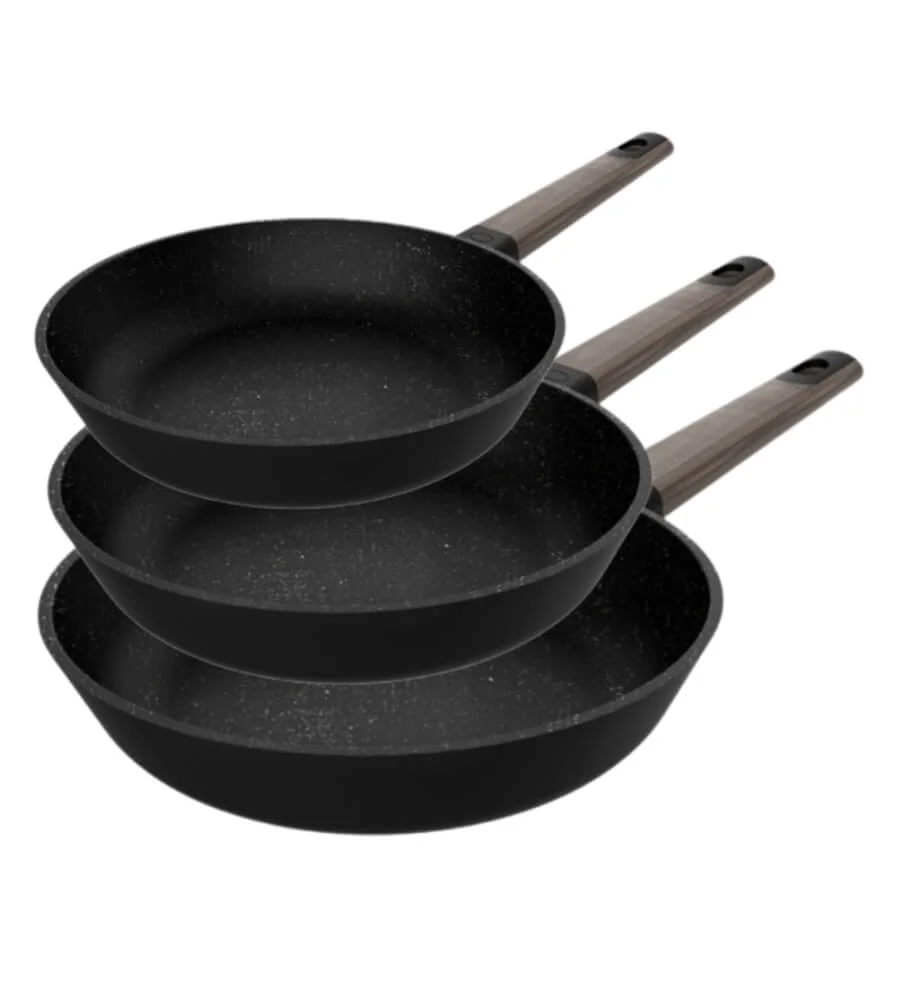 Juego de Sartenes Antiadherente Negro 3 Piezas