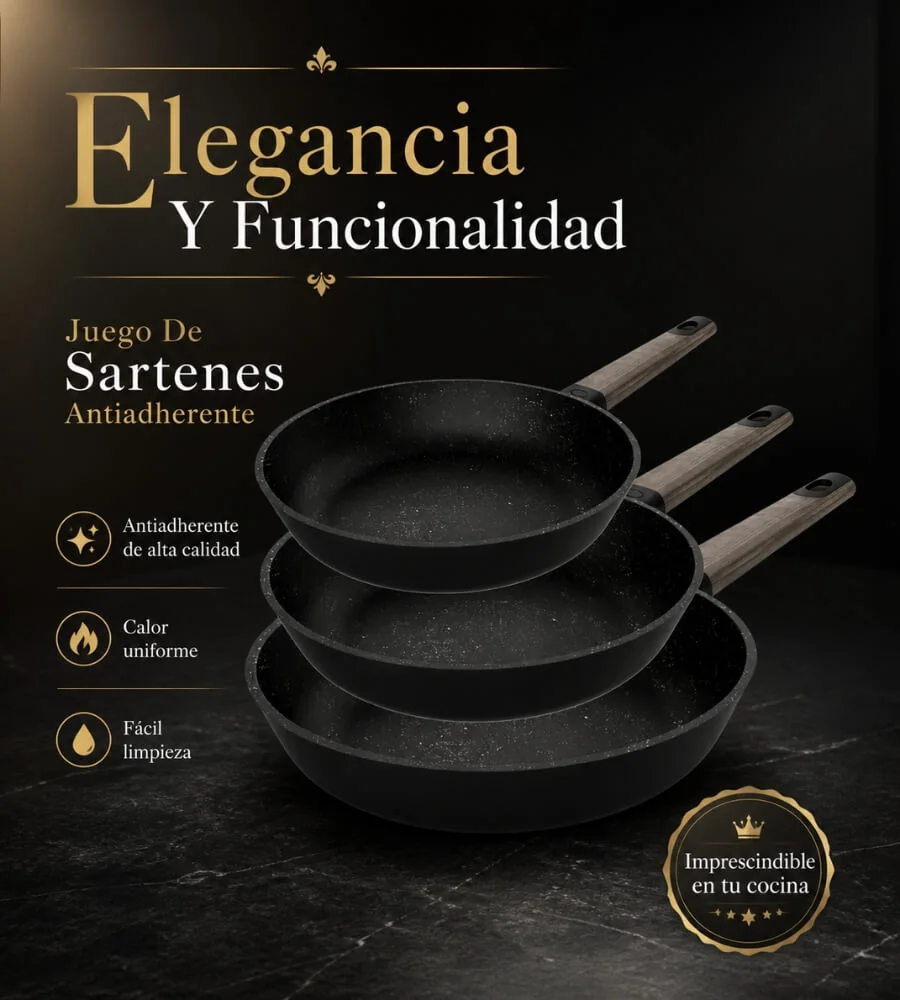 Sartenes Antiadherente Negro — Superficie antiadherente de alto rendimiento
