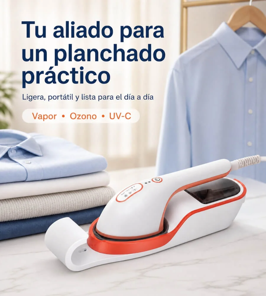 Plancha Portátil — Evita detergentes y químicos sostenibilidad textil