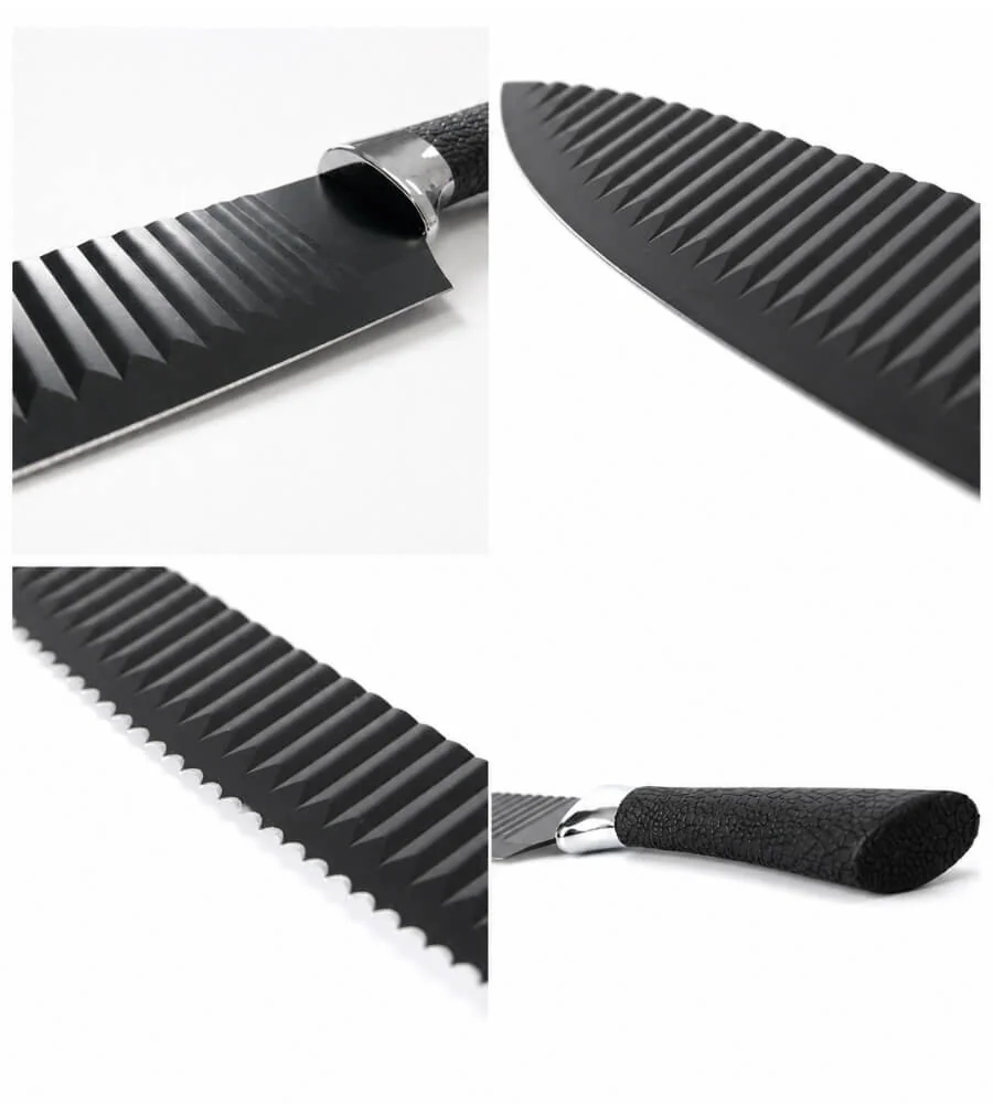 Set Cuchillos Black — Los 5 cuchillos con medidas Chef Pan Trinchar Multiuso Fruta