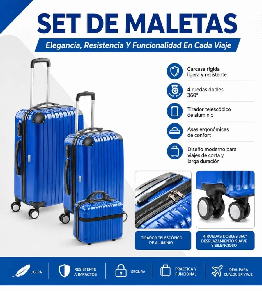 Set de Maletas — Material ABS Policarbonato estructura rígida ligera