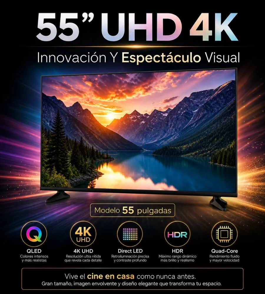 TV QLED UHD 55 4K — Panel Quantum Dot colores intensos contraste profundo