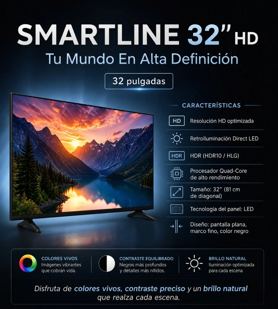 TV SMARTLINE 32 HD — Procesador Quad-Core rendimiento fluidez