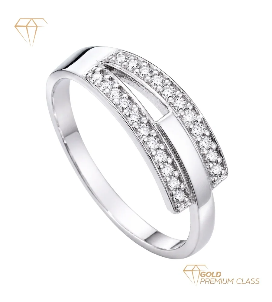 Anillo Bandas Brillantes Oro Blanco 9k — Bandas Circonitas 6,5mm