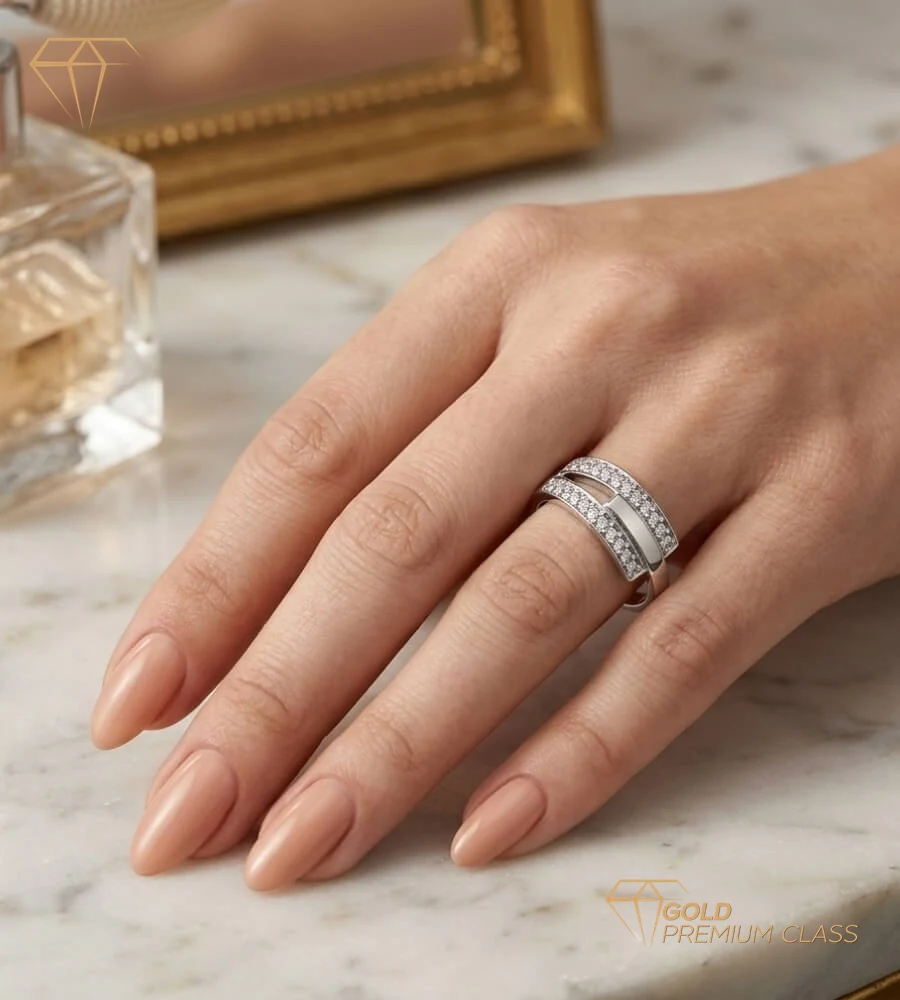 Anillo Bandas Brillantes Circonitas — look 2