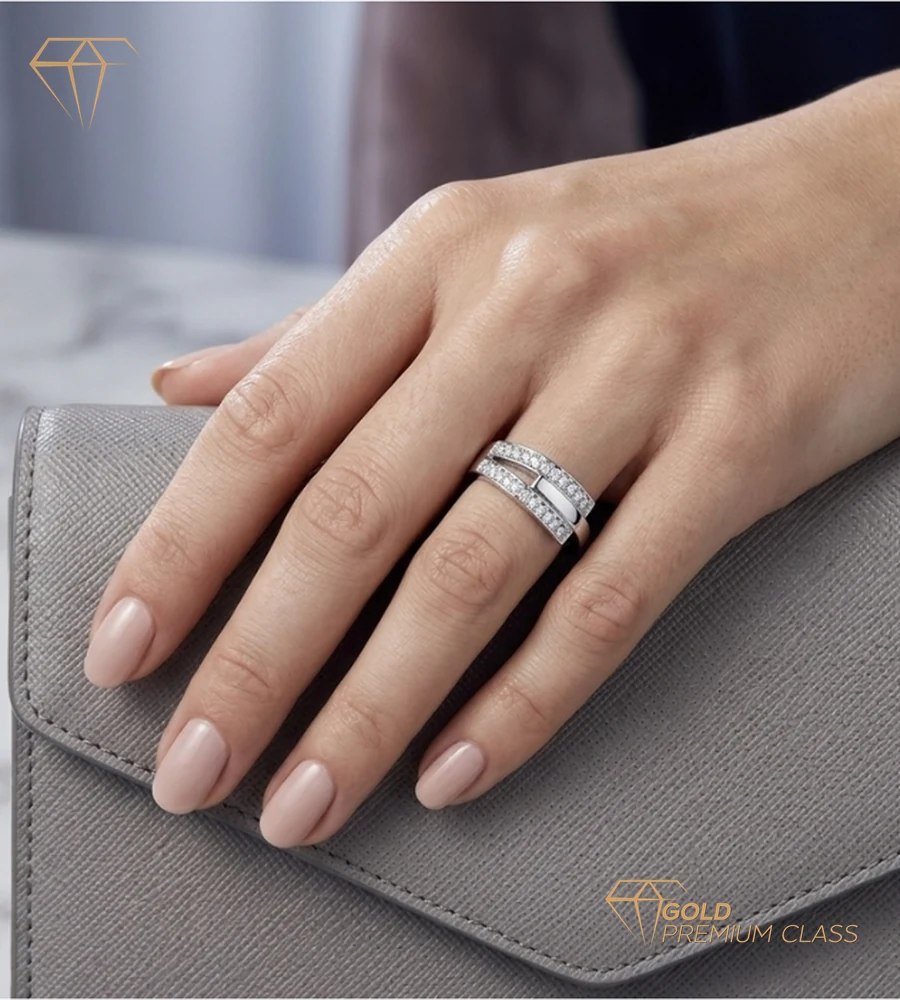 Anillo Bandas Brillantes Circonitas — look 5