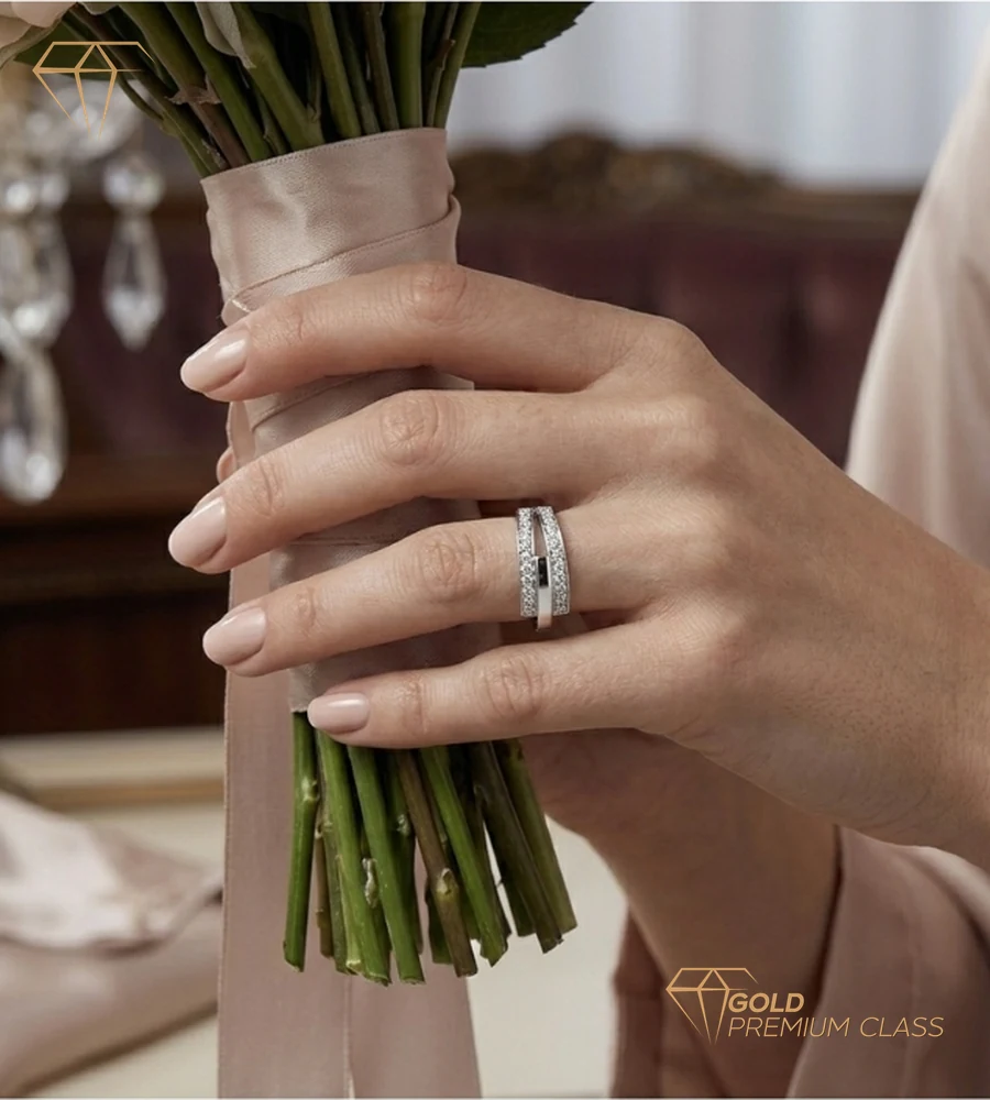 Anillo Bandas Brillantes Circonitas — look 6