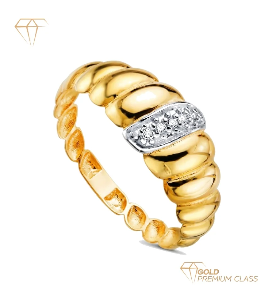 Anillo Capricho Eterno Oro Amarillo 18k Croissant Gallones Circonitas 7.5mm