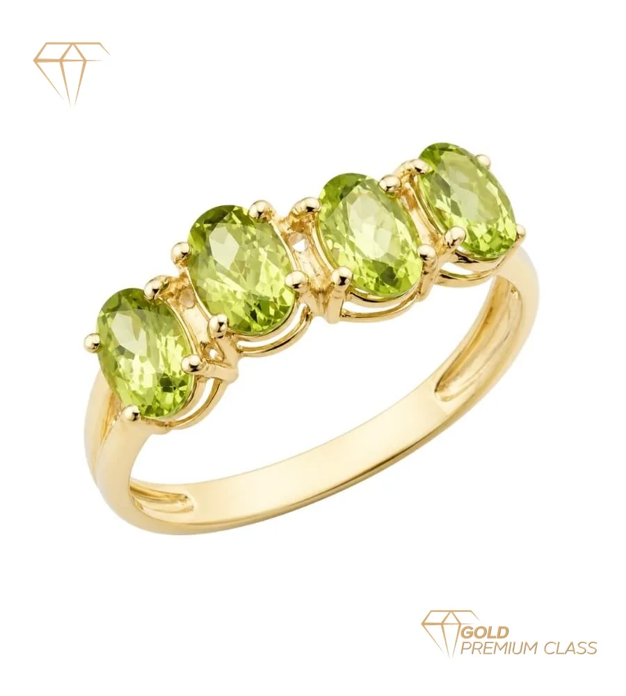 Anillo Elegance Oro Amarillo 9k — Olivina Natural Oval 6x4mm