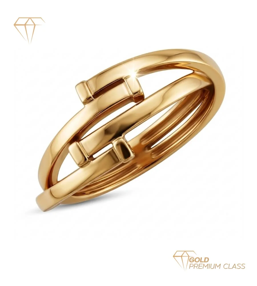 Anillo Glamur Oro Bicolor 9k — Bandas Cruzadas Brillo 10mm