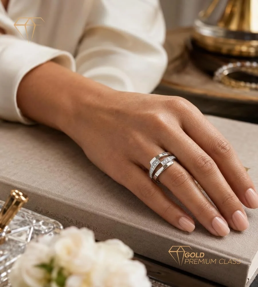 Anillo Mar Atlántico Oro Blanco 9k — look 2
