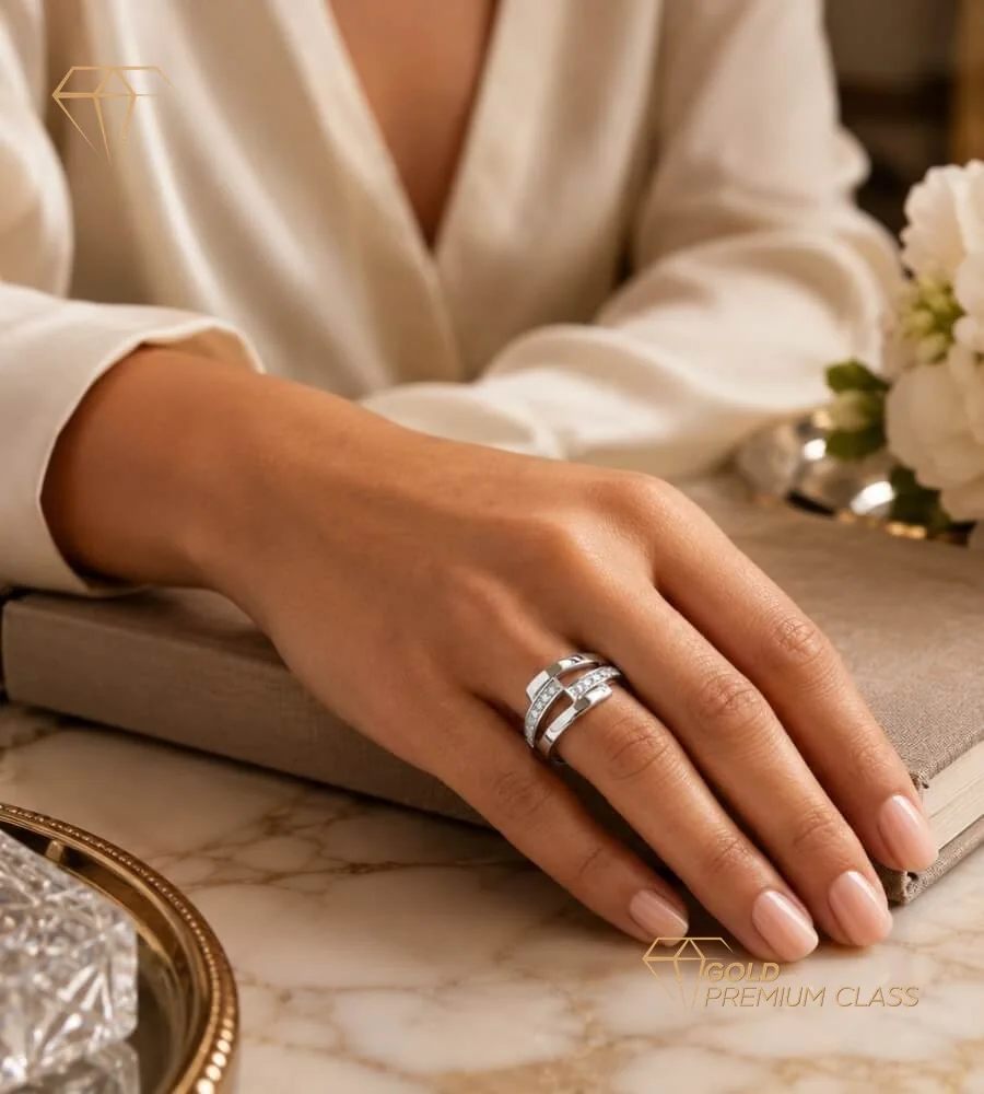 Anillo Mar Atlántico Oro Blanco 9k — look 3