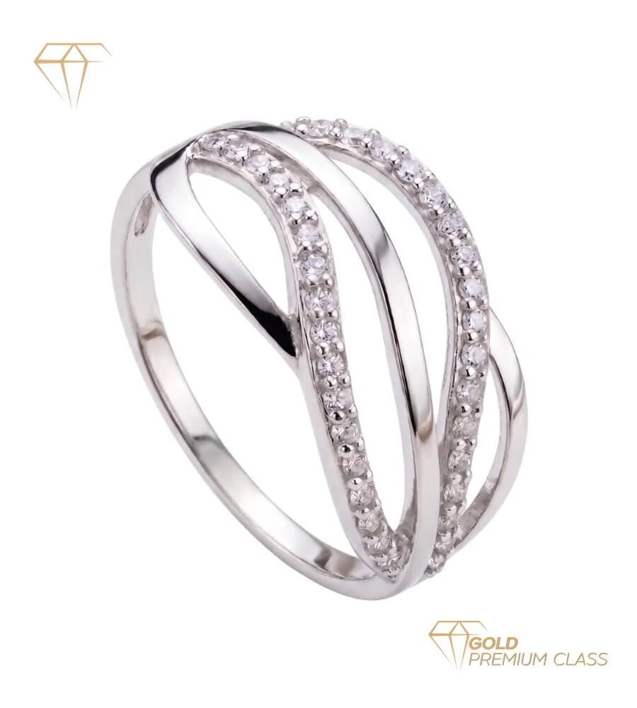 Anillo Mediterráneo Oro Blanco 9k — Bandas Circonitas 10mm