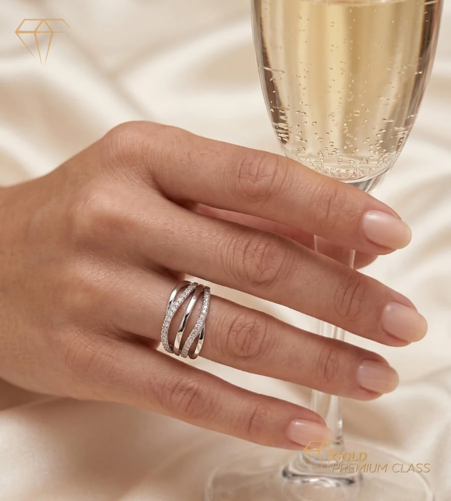 Anillo Mediterráneo Bandas Circonitas — look 2