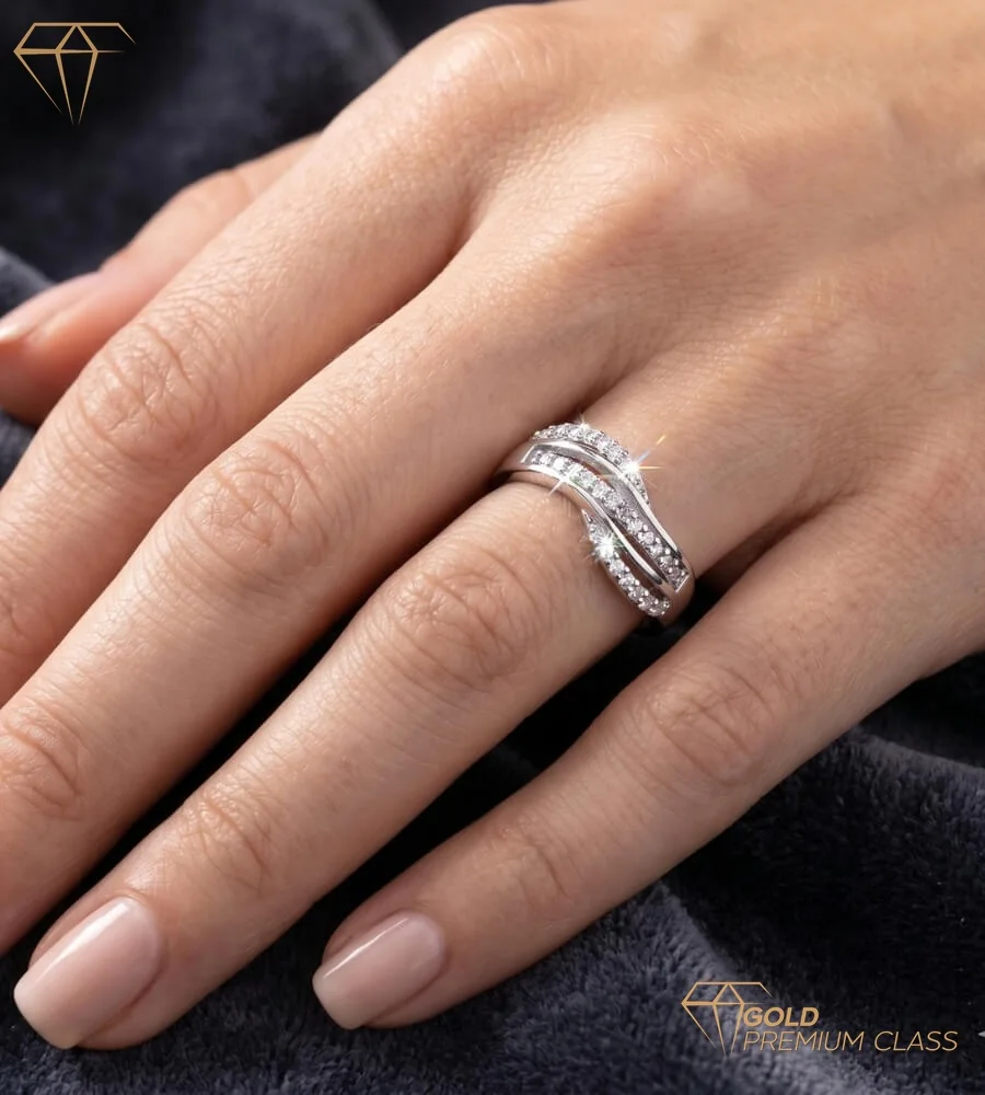 Anillo Ondas Marinas Oro Blanco 9k — look 3