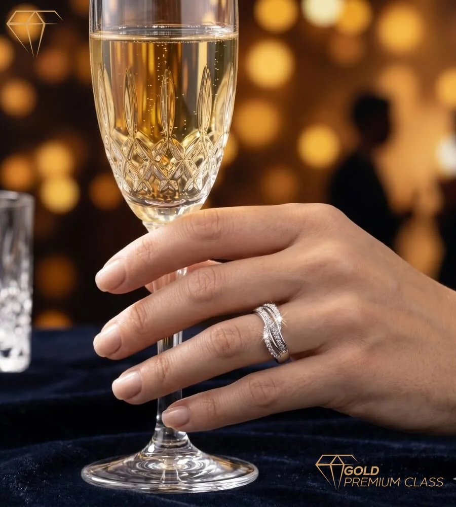 Anillo Ondas Marinas Oro Blanco 9k — look 5