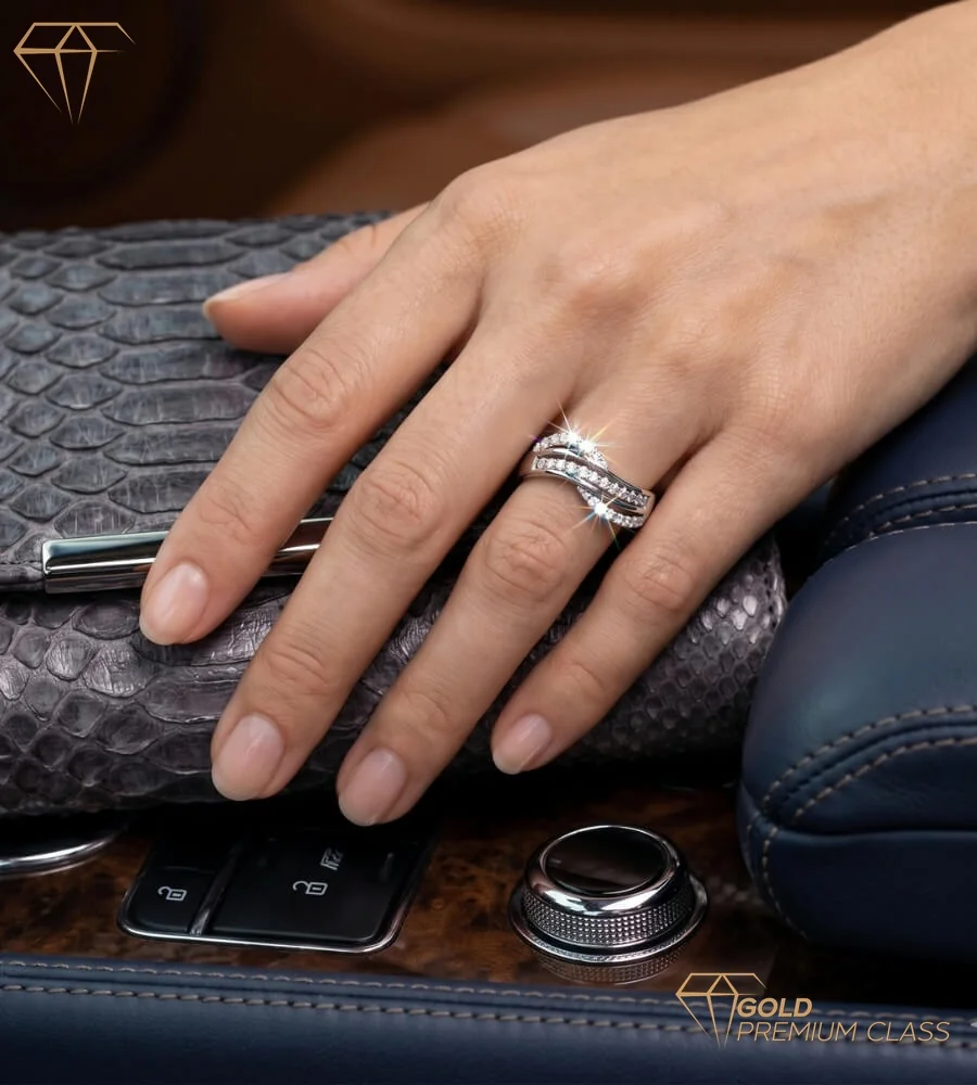 Anillo Ondas Marinas Oro Blanco 9k — look 6