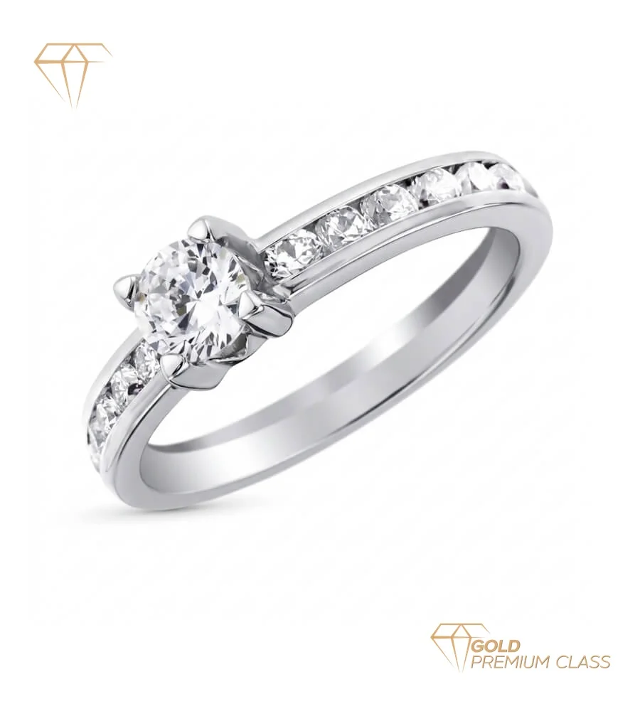 Anillo Pasión Oro Blanco 9k — Sortija Circonitas 4mm