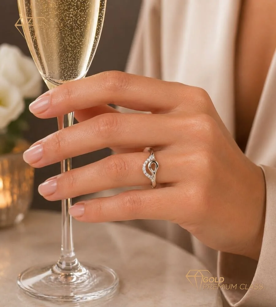 Anillo Universo Oro Blanco 9k — look 2