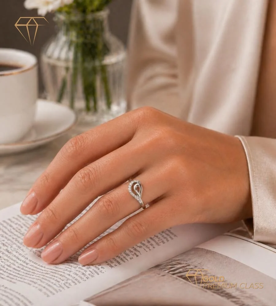 Anillo Universo Oro Blanco 9k — look 4