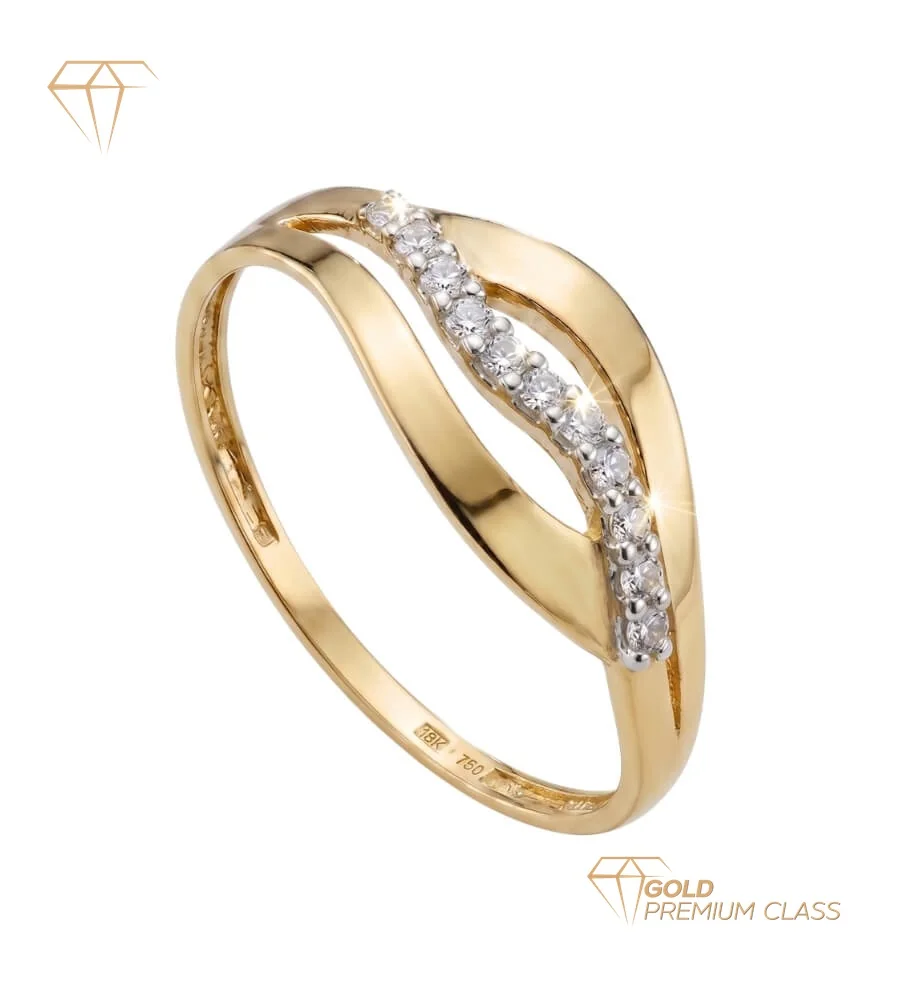 Anillo Venecia Oro Bicolor 18k — Sortija Circonitas