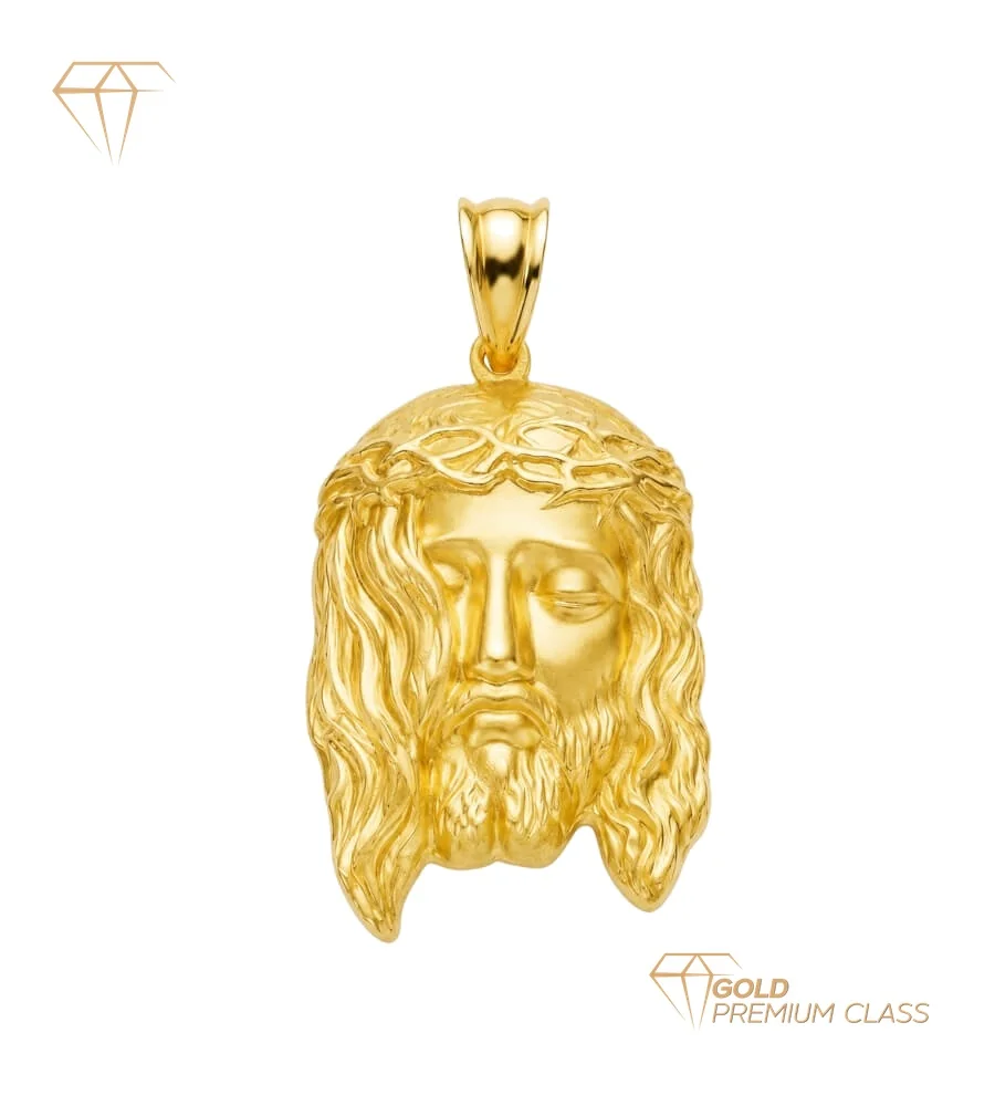 Colgante Cabeza Cristo Rostro Oro Amarillo 18k 23mm