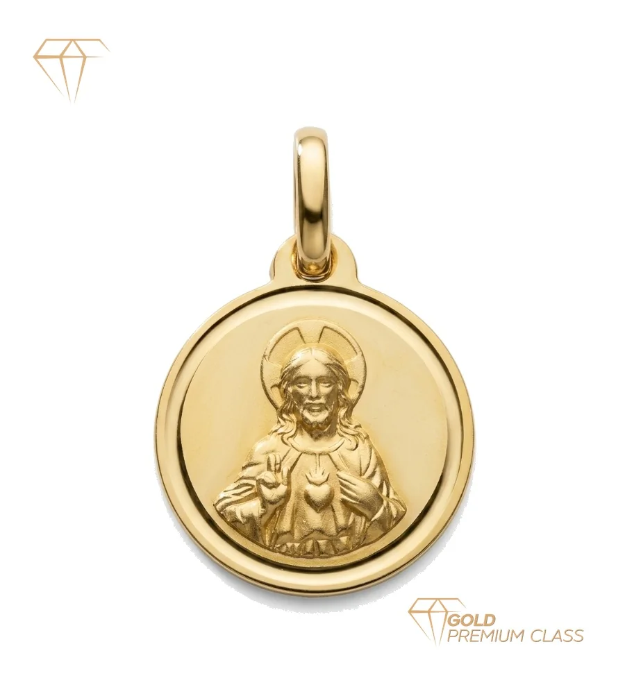 Medalla Sagrado Corazón de Jesús Oro Amarillo 18k 14mm