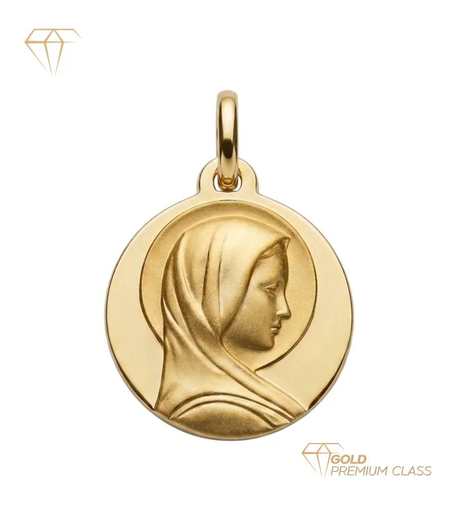 Medalla Virgen María Francesa Oro Amarillo 9k 18mm
